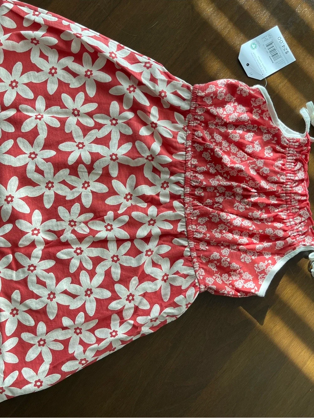 Girls' Red Floral Tie-Shoulder Sundress